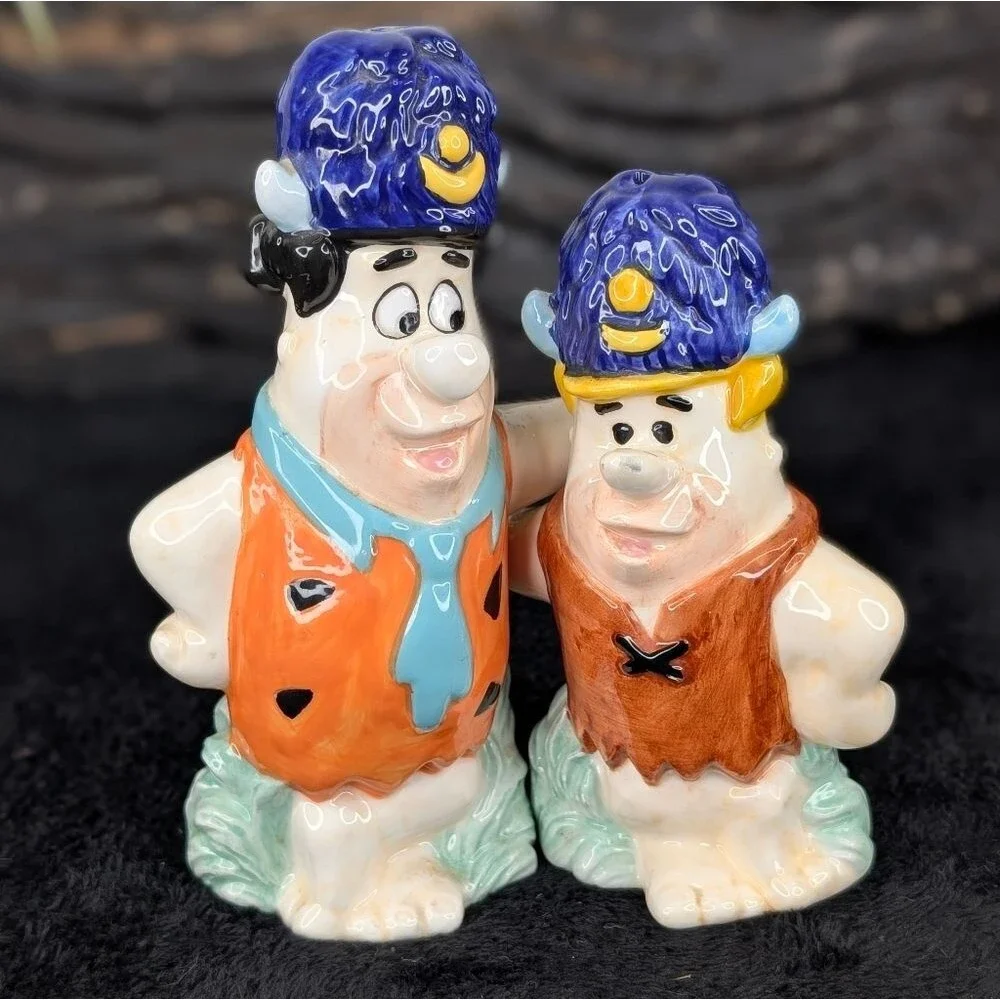Vintage Fred Flintstone and Barney Rubble Salt & Pepper Shakers - Hanna Barbera